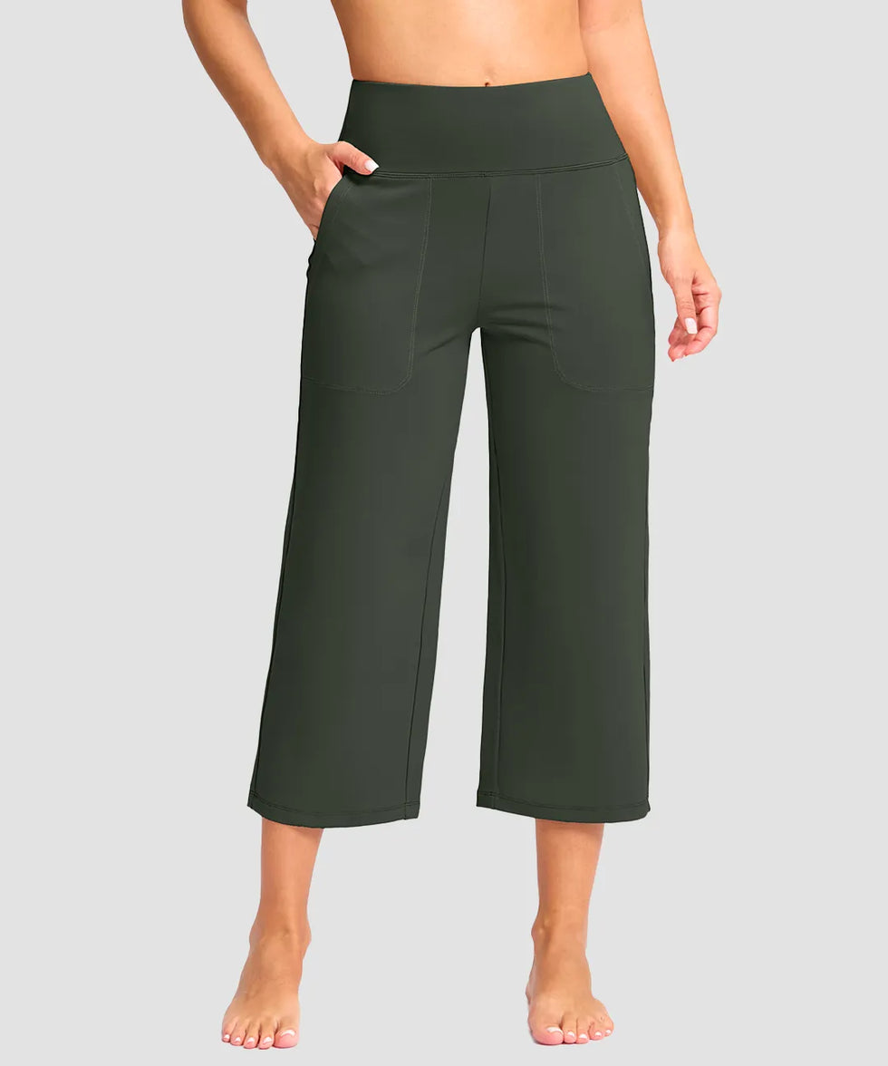 High Waist Wide Leg Capri