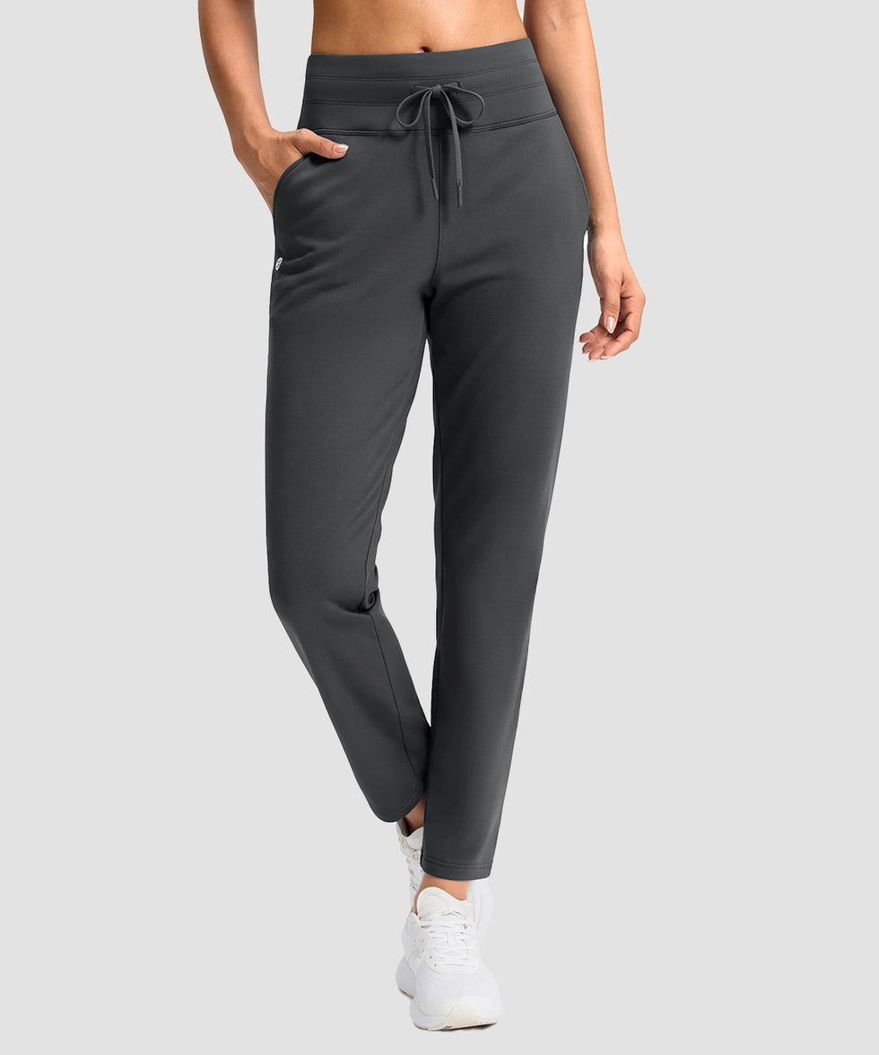 Mid-Rise Fleece Straight Pants 27.5''/29''