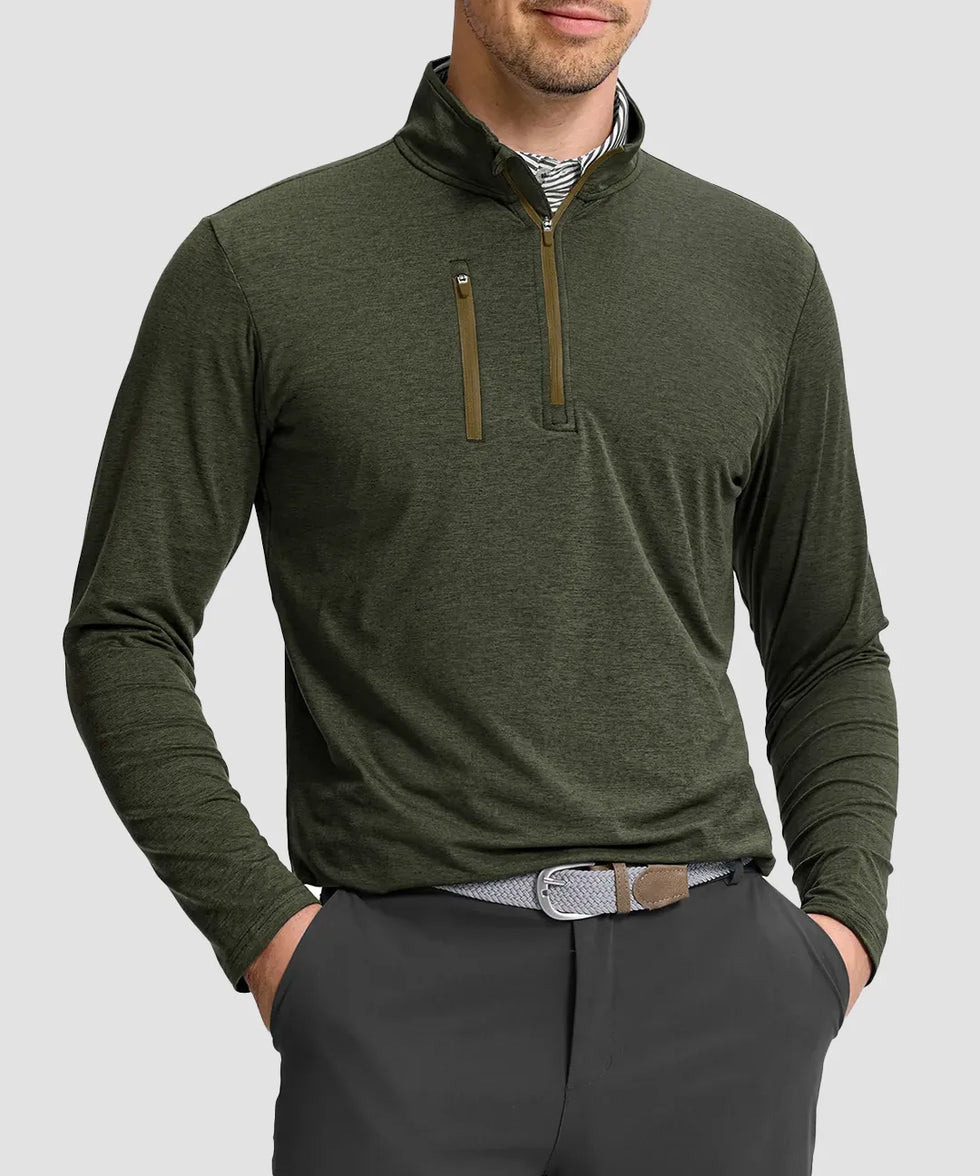 Quarter Zip Golf Pullover With Chest Pocket