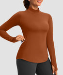 Mock Neck Zip Pockets Fleece Long Sleeve