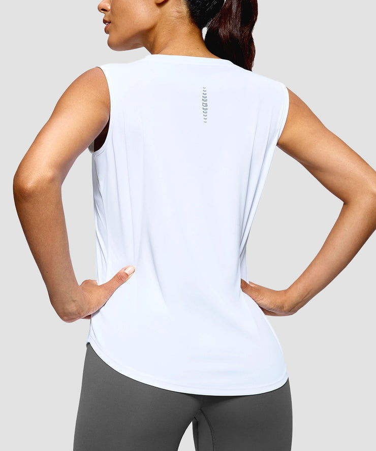 Reflective Back Curved Hem Tank