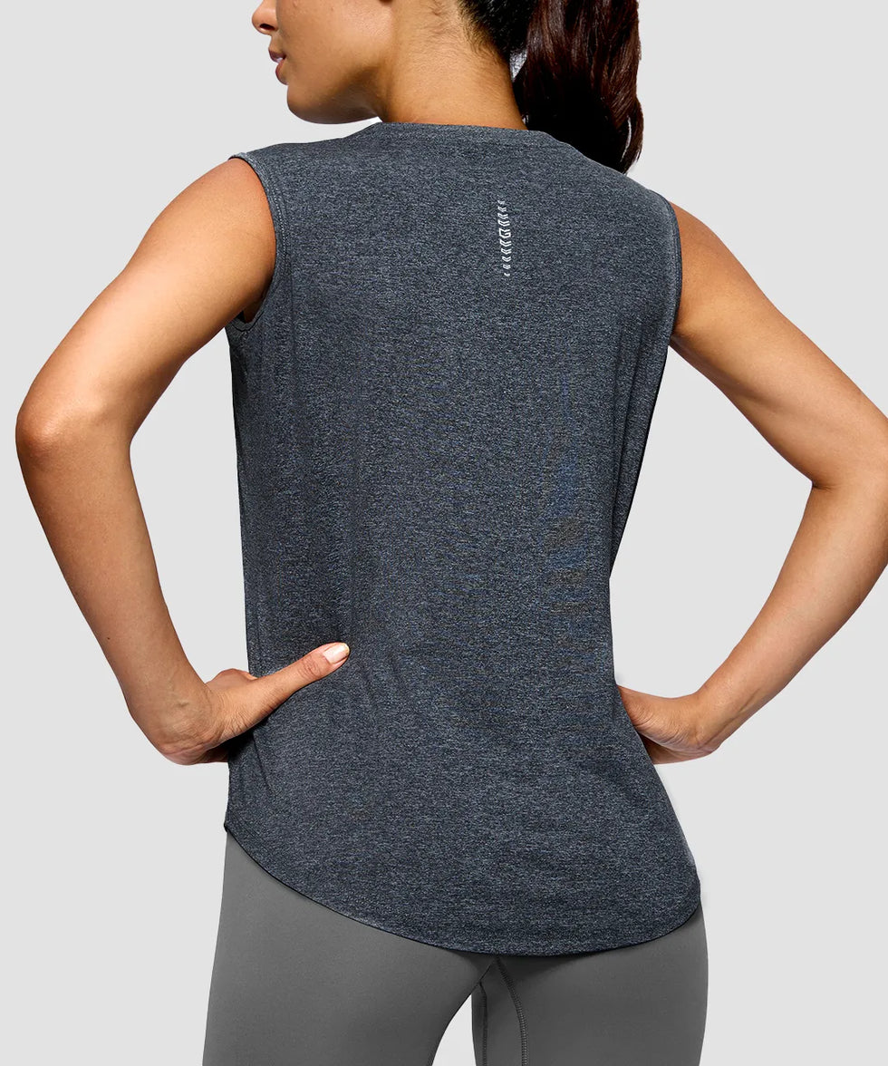 Reflective Back Curved Hem Tank