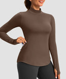 Mock Neck Zip Pockets Fleece Long Sleeve