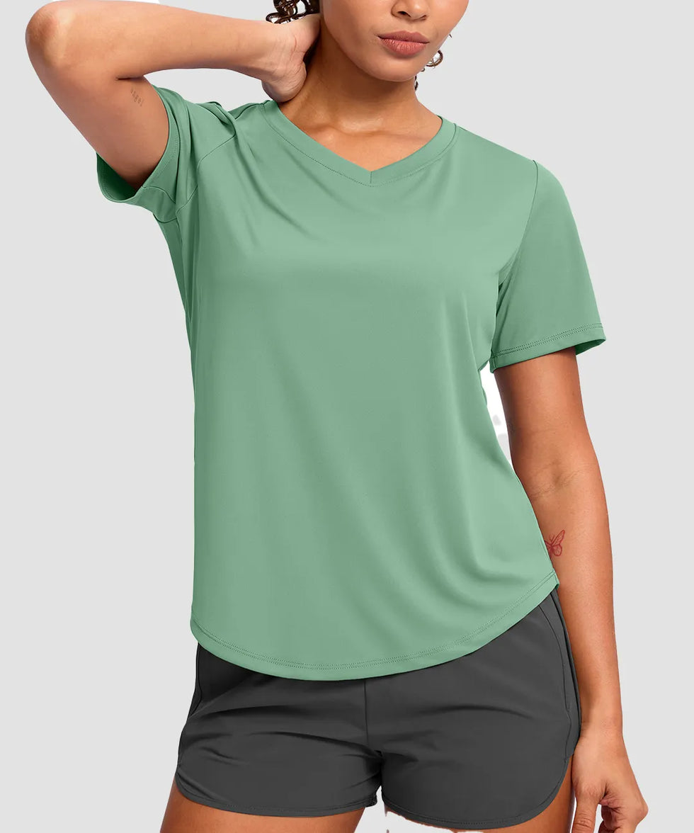 UV Protection V Neck Short Sleeve