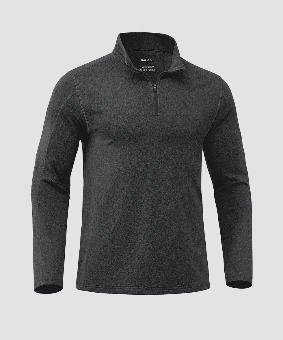 Contrast Color Quarter-Zip Fleece Pullover