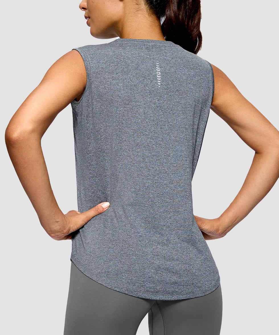 Reflective Back Curved Hem Tank