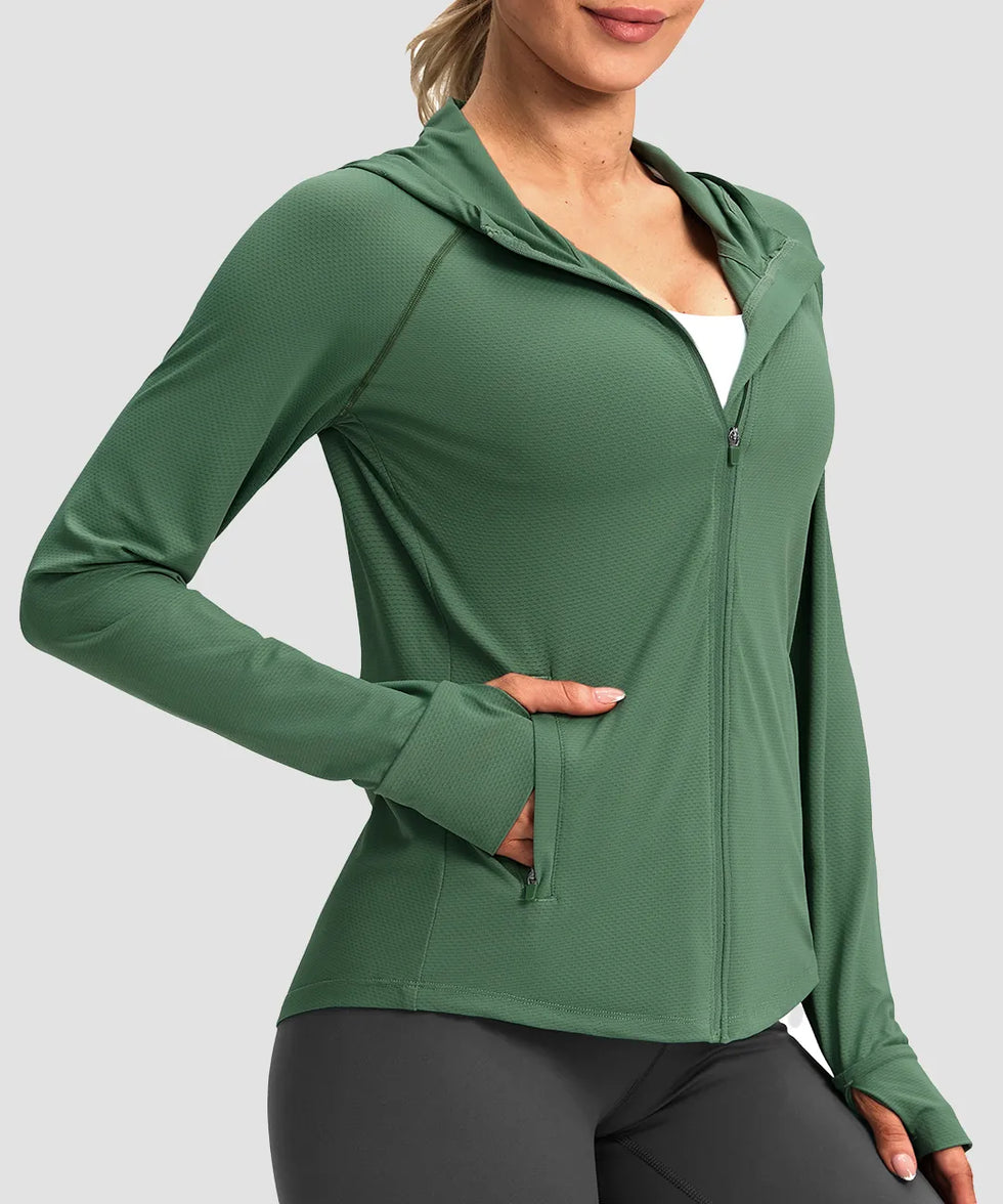 UV Protection Zip Up Hooded Jacket