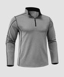 Contrast Color Quarter-Zip Fleece Pullover