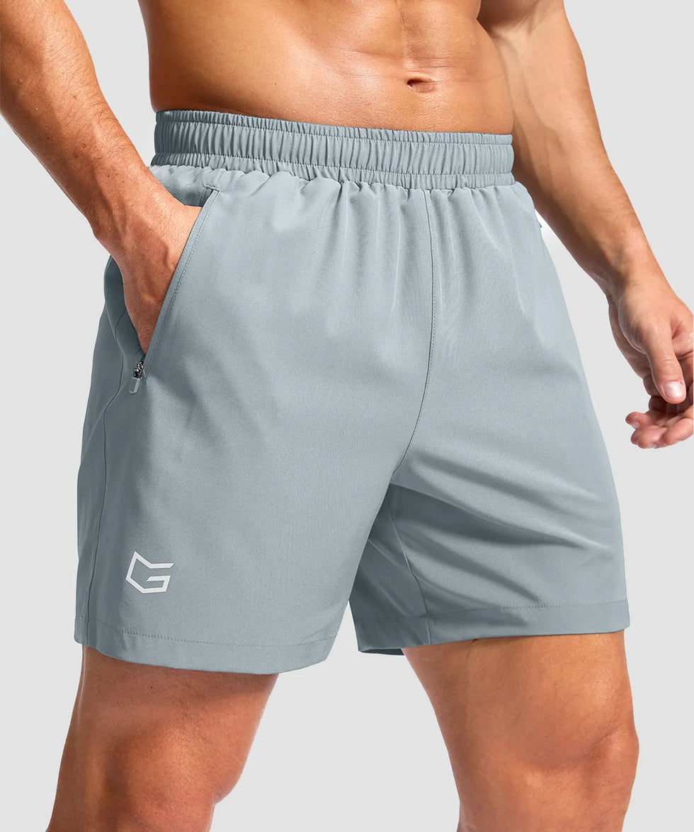 Elastic Waist Zipper Pockets Shorts 5''/7''/9''