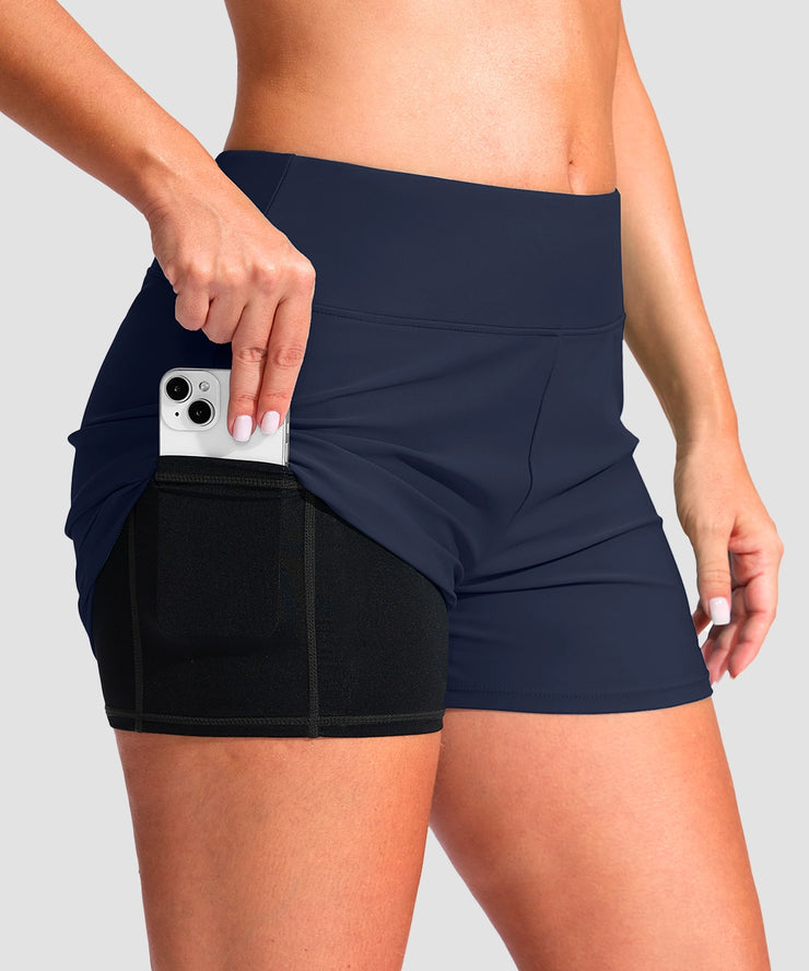 Curved Hem Lined Board Shorts 4''