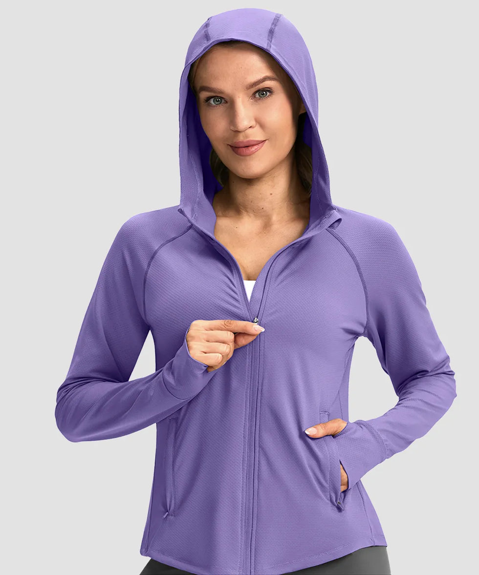 UV Protection Zip Up Hooded Jacket