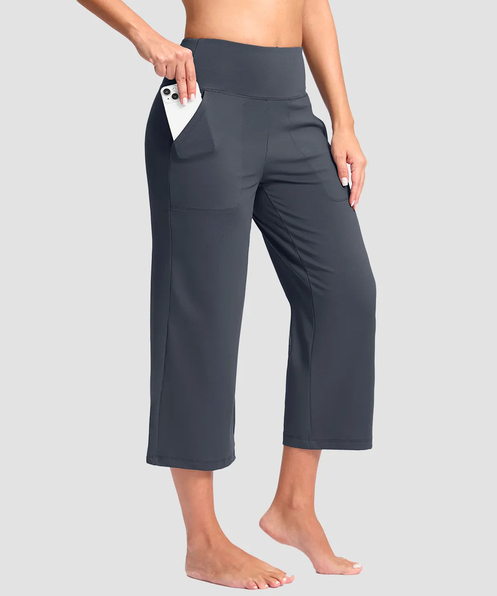 High Waist Wide Leg Capri