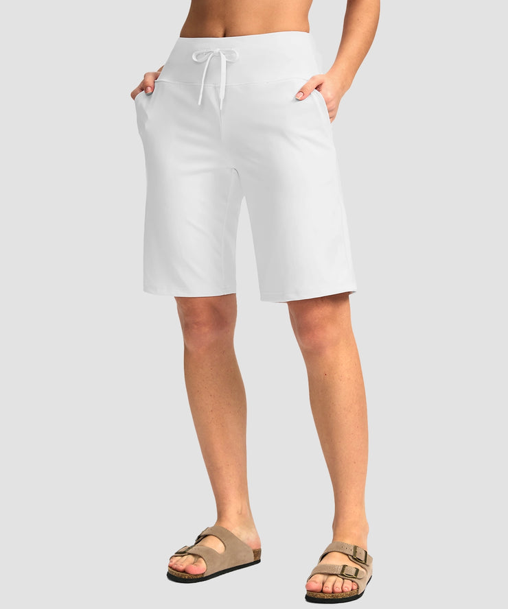 Drawstring Stretchy Bermuda Shorts 11''