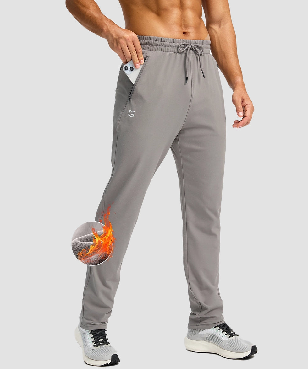 Fleece-Lined Zip Pockets Stretch Tapered Pants
