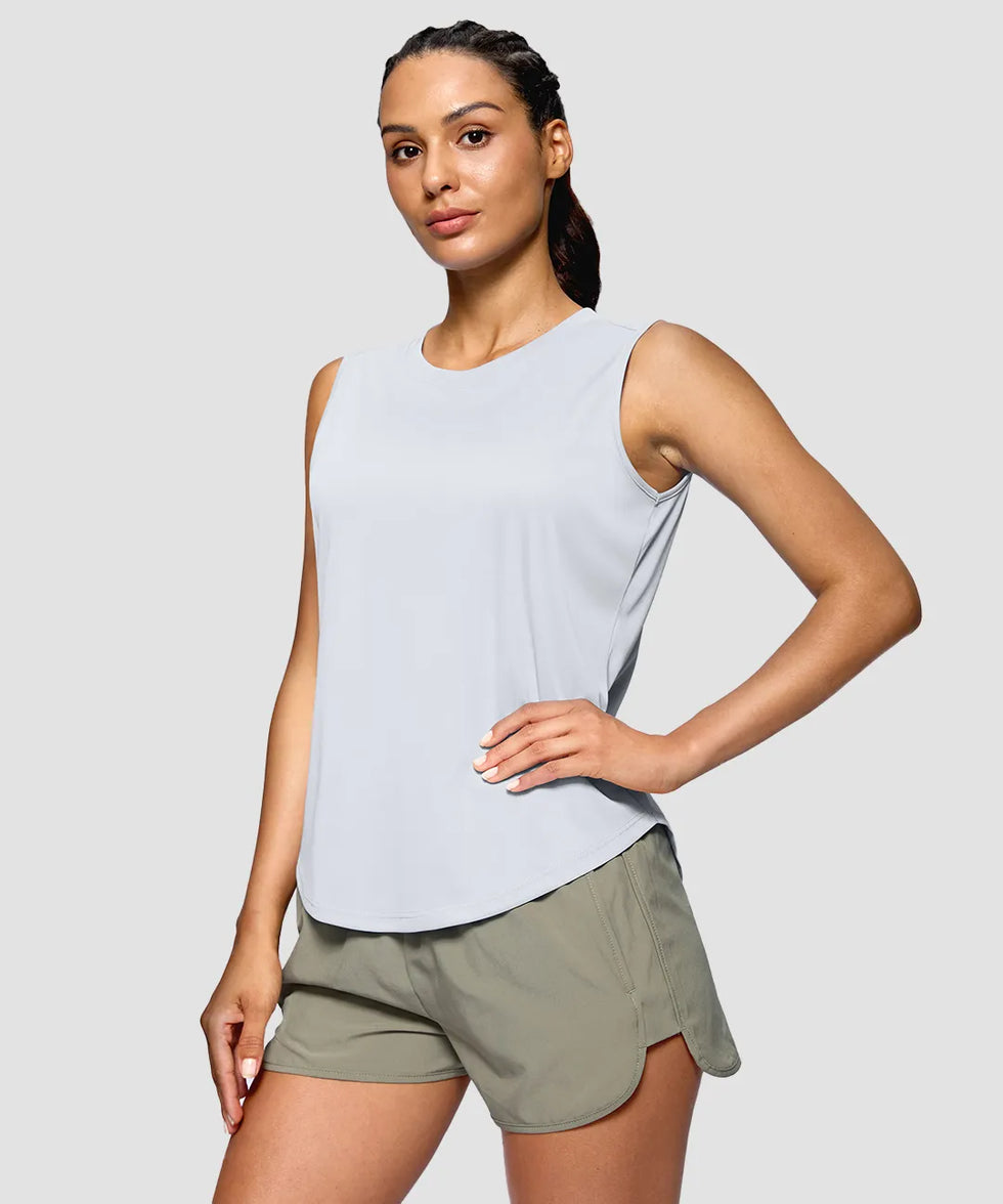 Reflective Back Curved Hem Tank