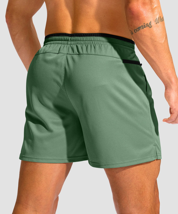 Mesh Split-Leg Zip Pockets Shorts 5''/7''