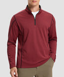 Contrast Color Quarter-Zip Fleece Pullover