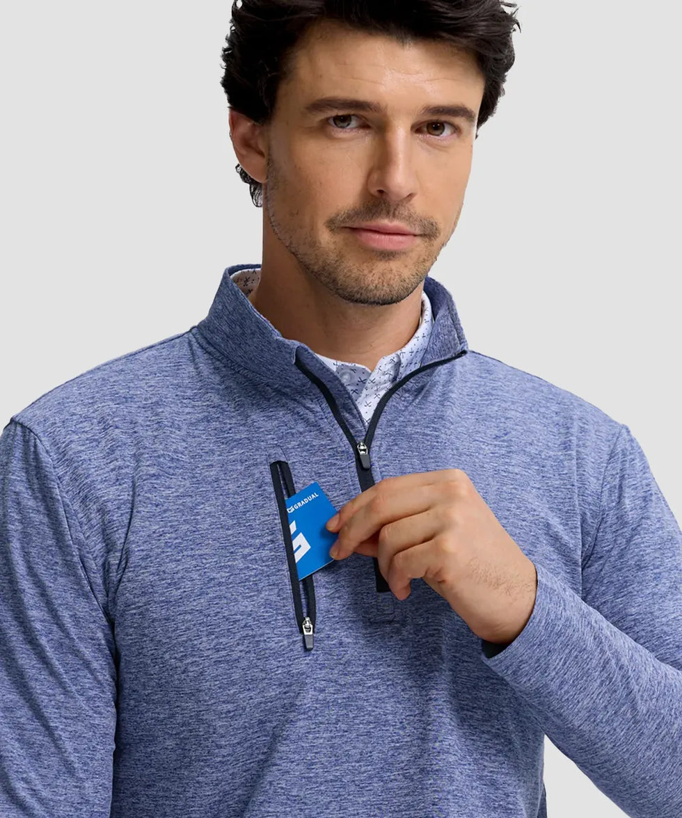 Quarter Zip Golf Pullover With Chest Pocket