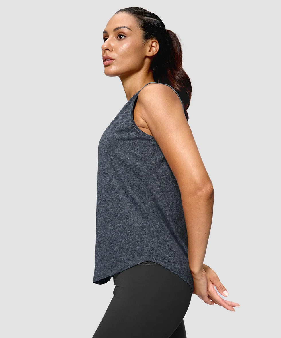 Reflective Back Curved Hem Tank