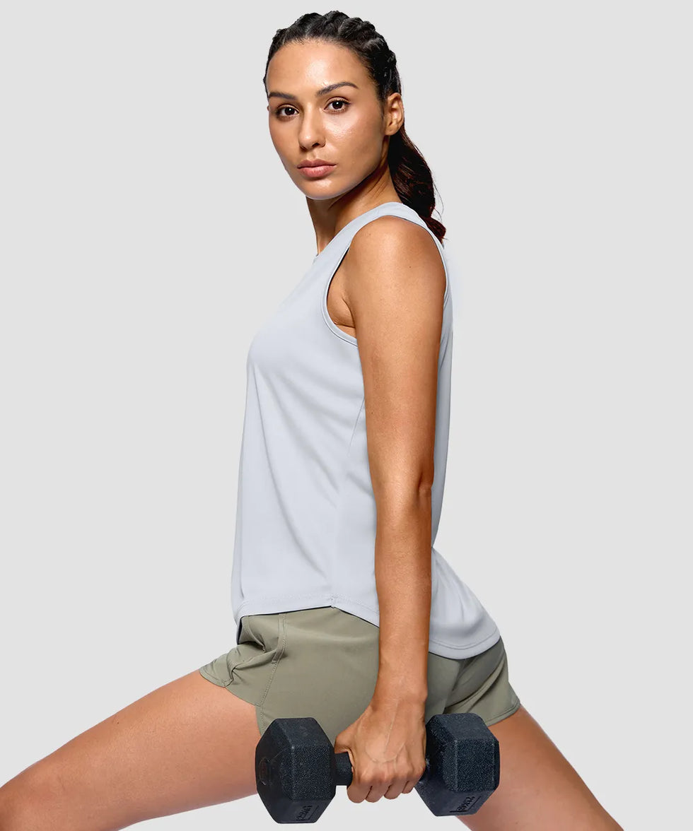 Reflective Back Curved Hem Tank