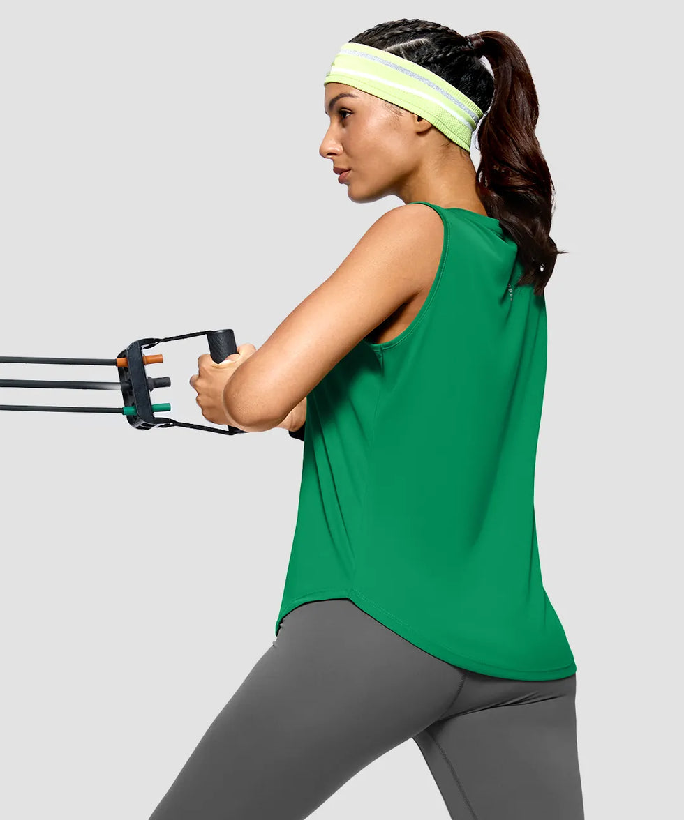 Reflective Back Curved Hem Tank