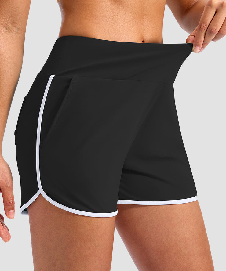 High Waist Dolphin Hem Shorts 3''