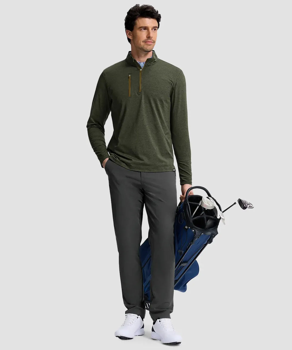 Quarter Zip Golf Pullover With Chest Pocket