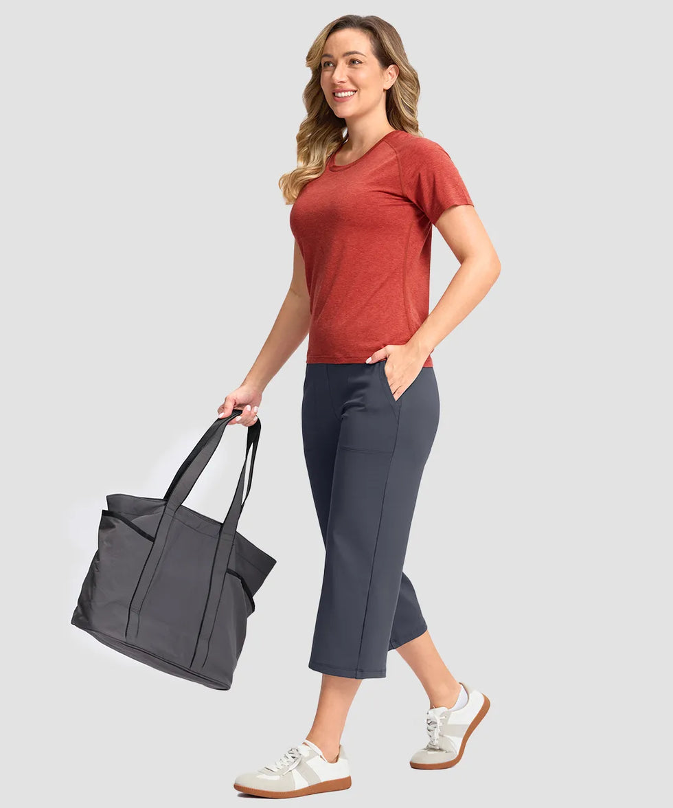 High Waist Wide Leg Capri