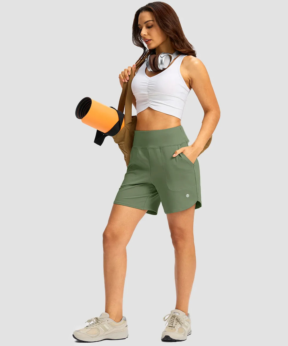 High Rise Pull-on Shorts 6''