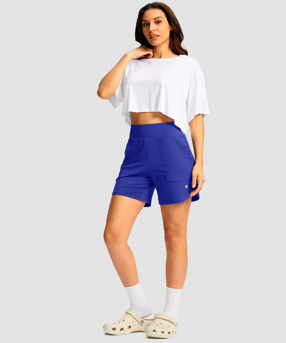High Rise Pull-on Shorts 6''
