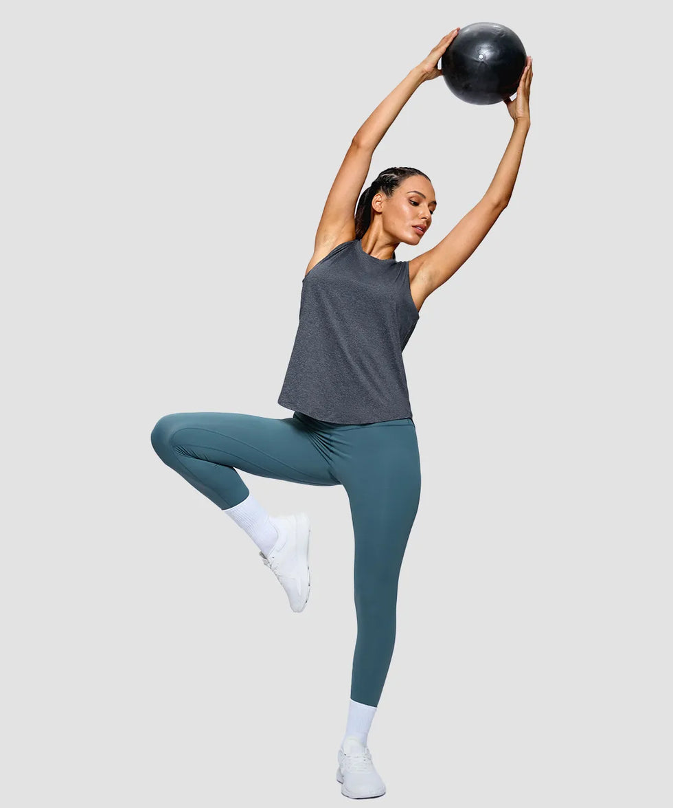 Reflective Back Curved Hem Tank