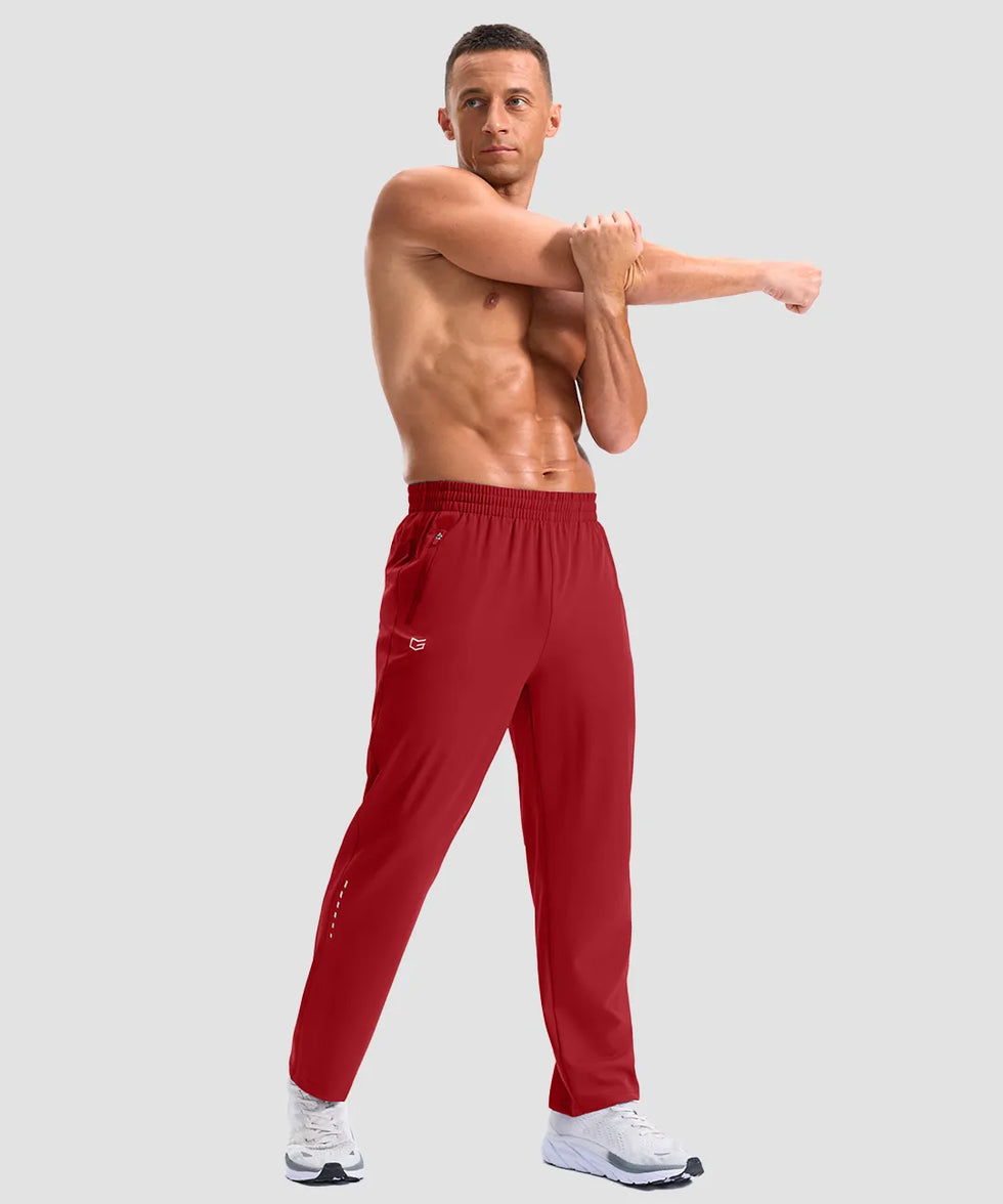 men's reflective dots zip pockets sweatpants in dark red - matching outfits view