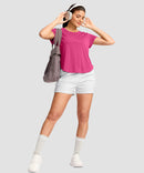Cross-over Pleated Short Sleeve