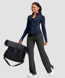 Longline Slim Full Zip Pocketed Workout Jacket