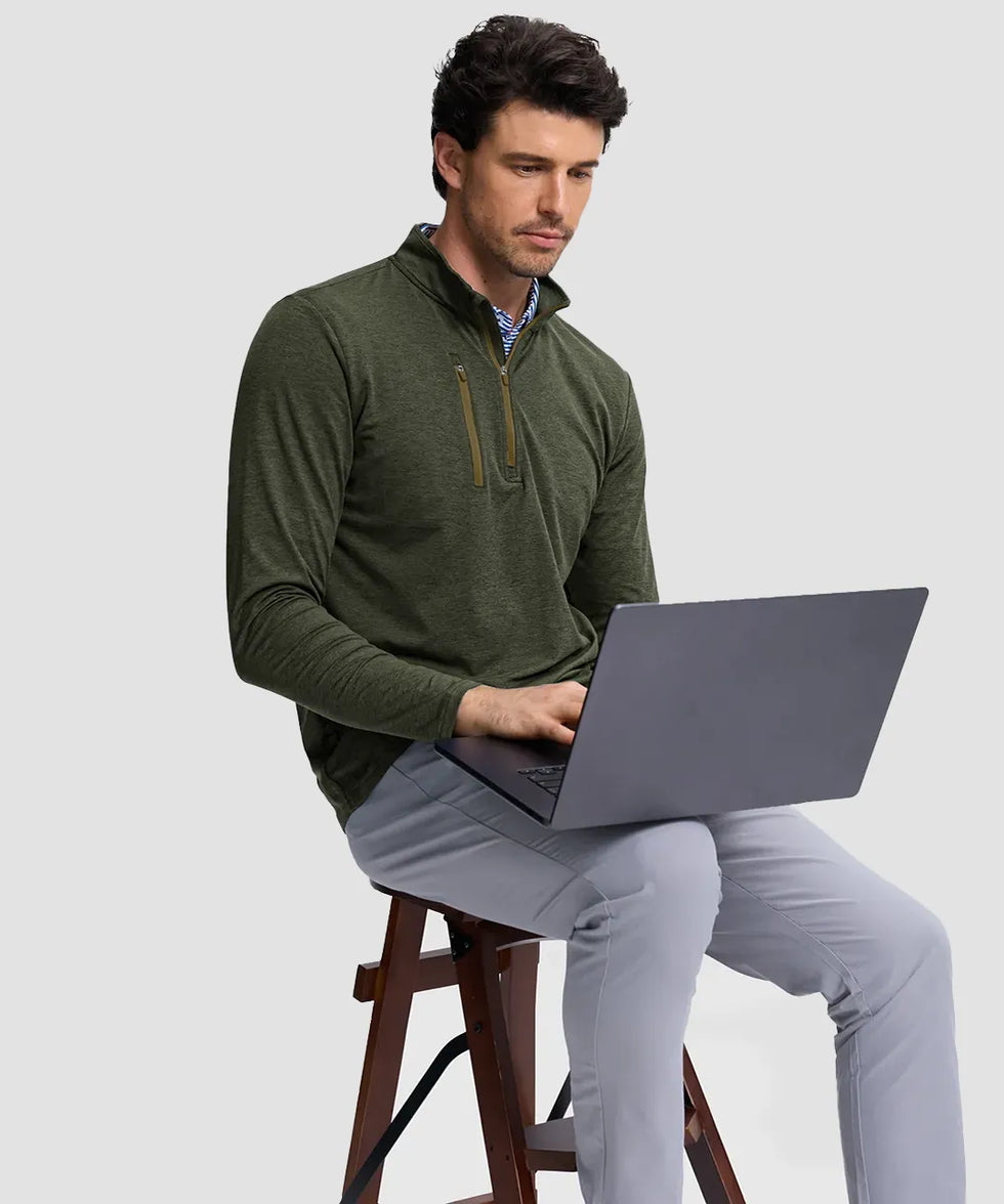 Quarter Zip Golf Pullover With Chest Pocket