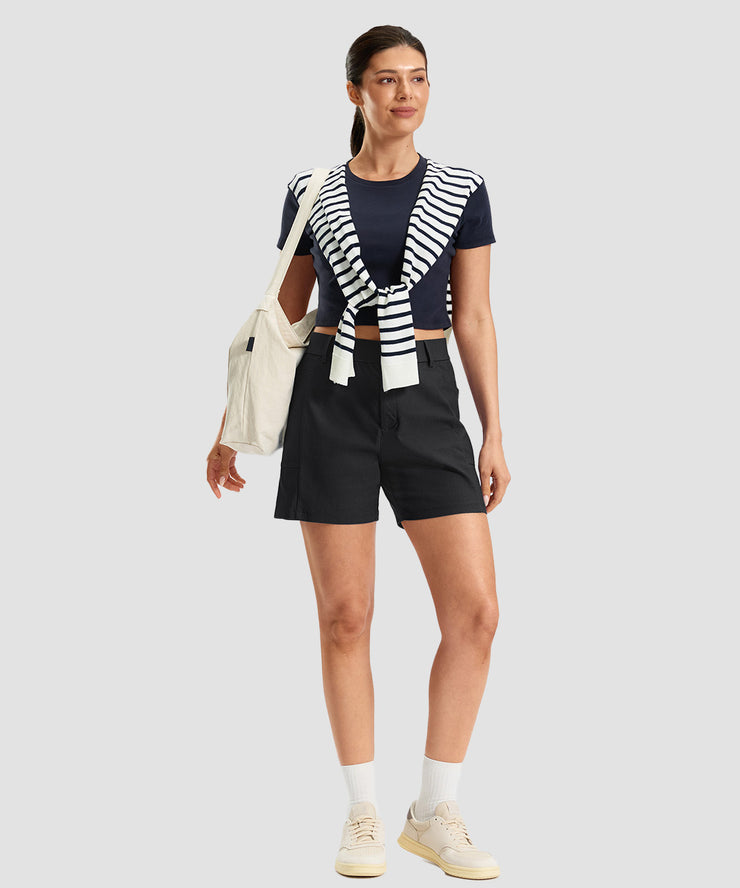 Mid Rise Patch Pocket Shorts 5''
