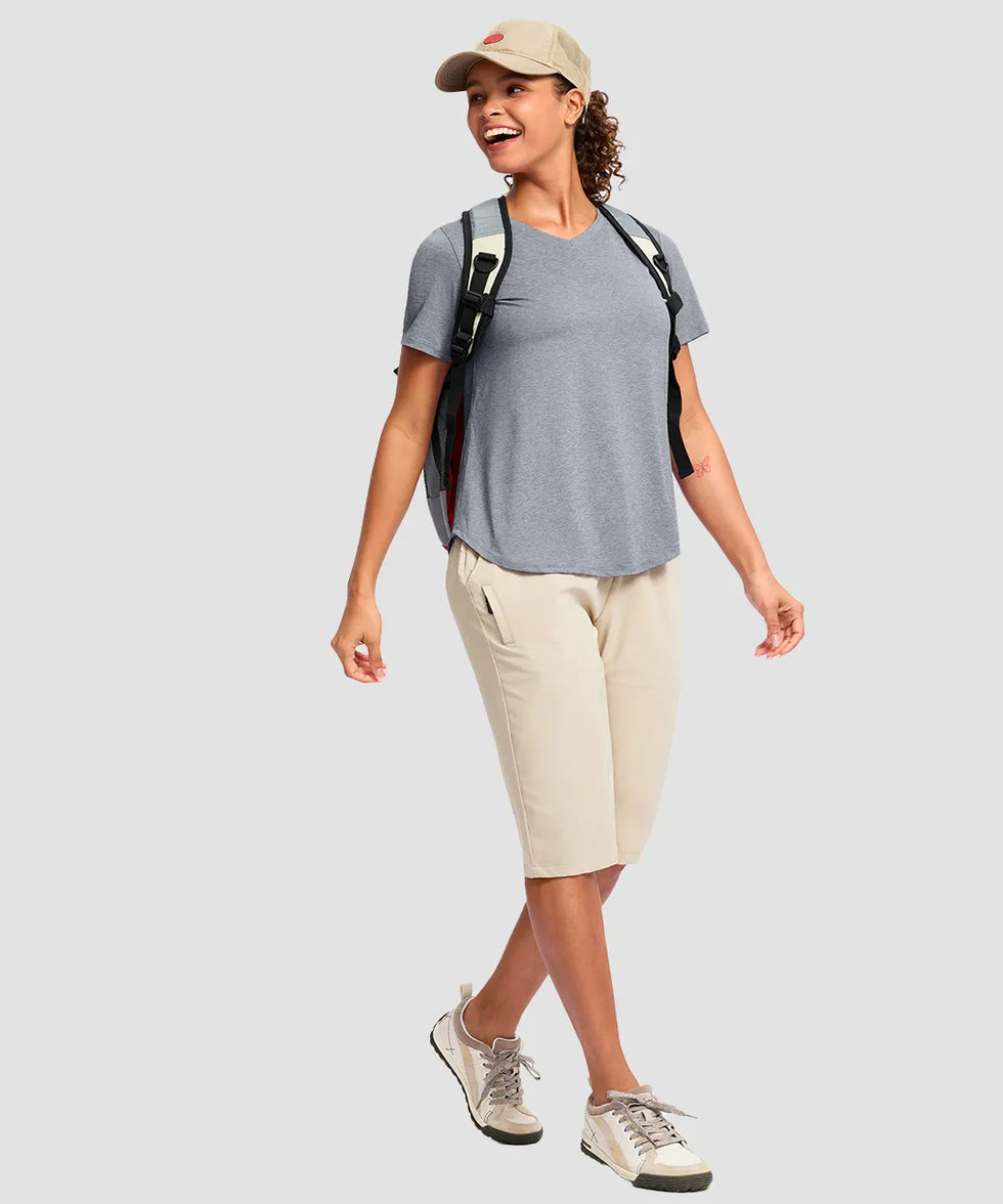 UV Protection V Neck Short Sleeve