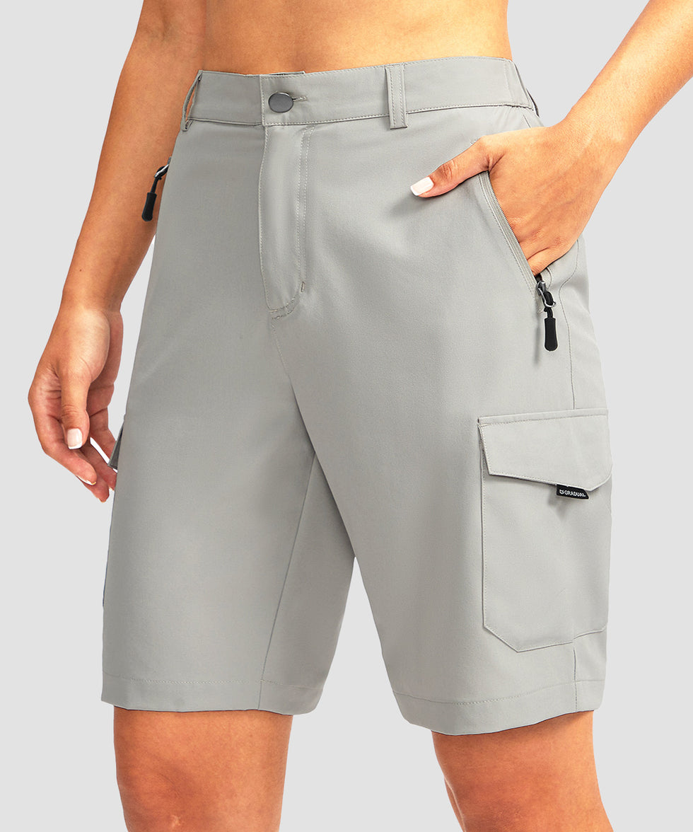 cargo bermuda short 10" in bright gray - on model front view