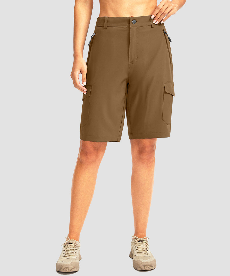 cargo bermuda short 10" in brown - on model front view
