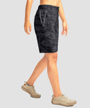 cargo bermuda short 10" in gray camo - on model side view