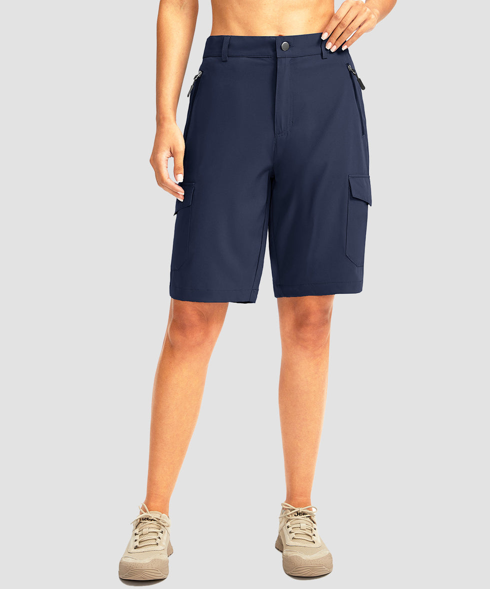 cargo bermuda short 10" in navy - on model front view