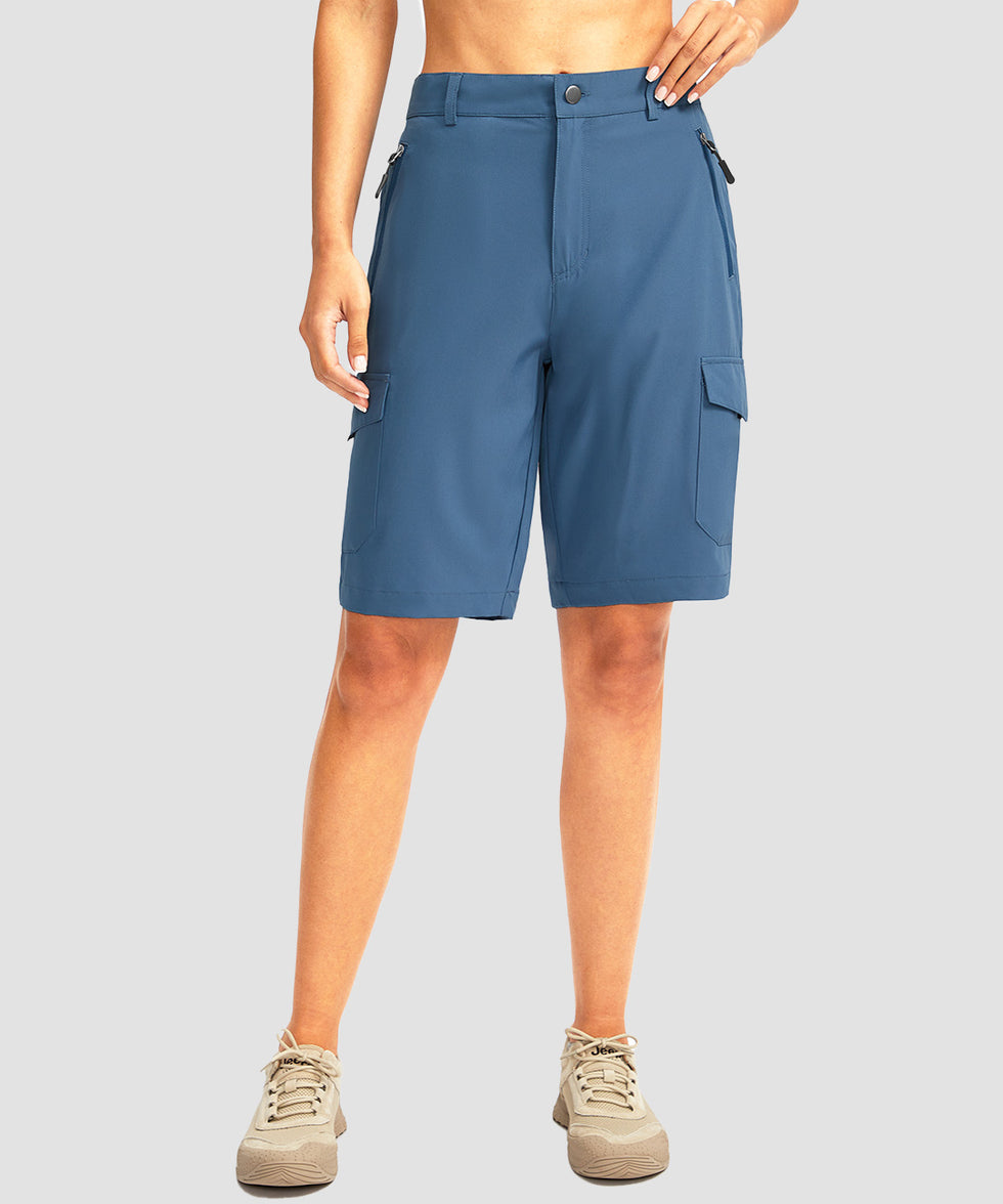 cargo bermuda short 10" in slate blue - on model front view