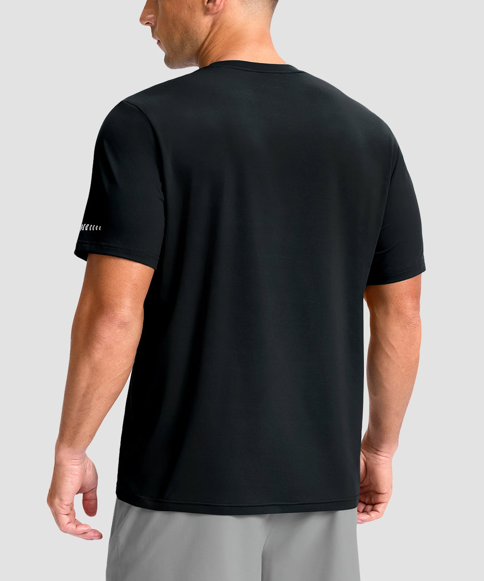 cooling upf 50+ performance t-shirt in black - back view