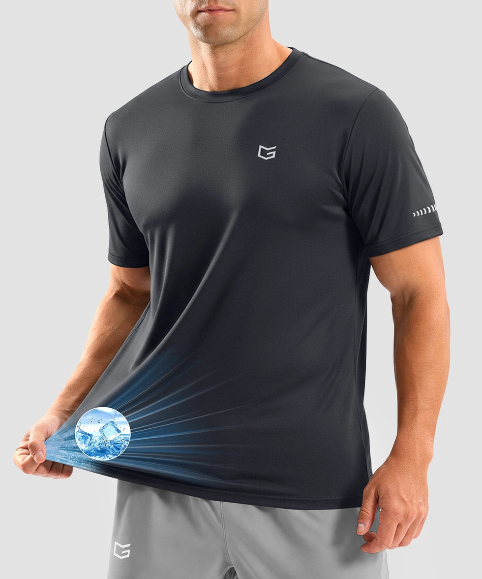 cooling upf 50+ performance t-shirt in dark gray - front view