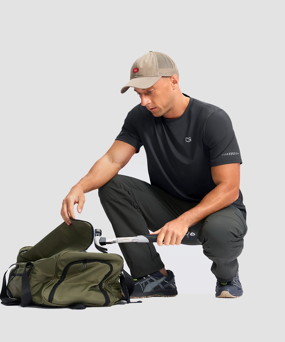 cooling upf 50+ performance t-shirt in dark gray - on model view