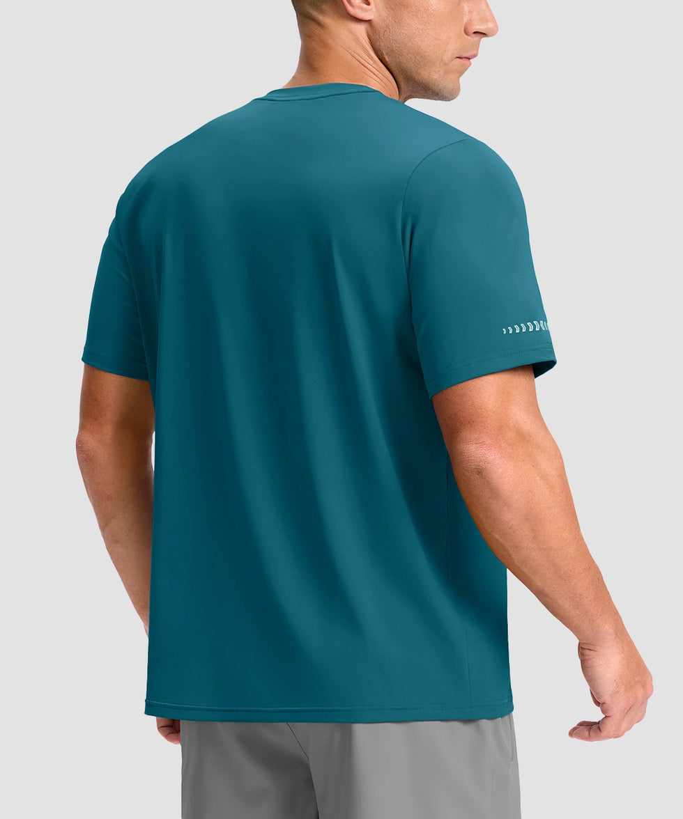 cooling upf 50+ performance t-shirt in dark teal - back view