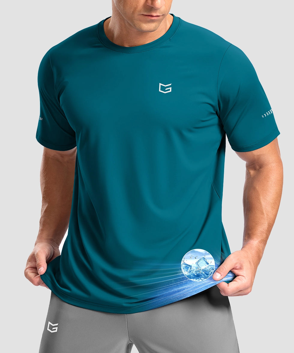 cooling upf 50+ performance t-shirt in dark teal - front view