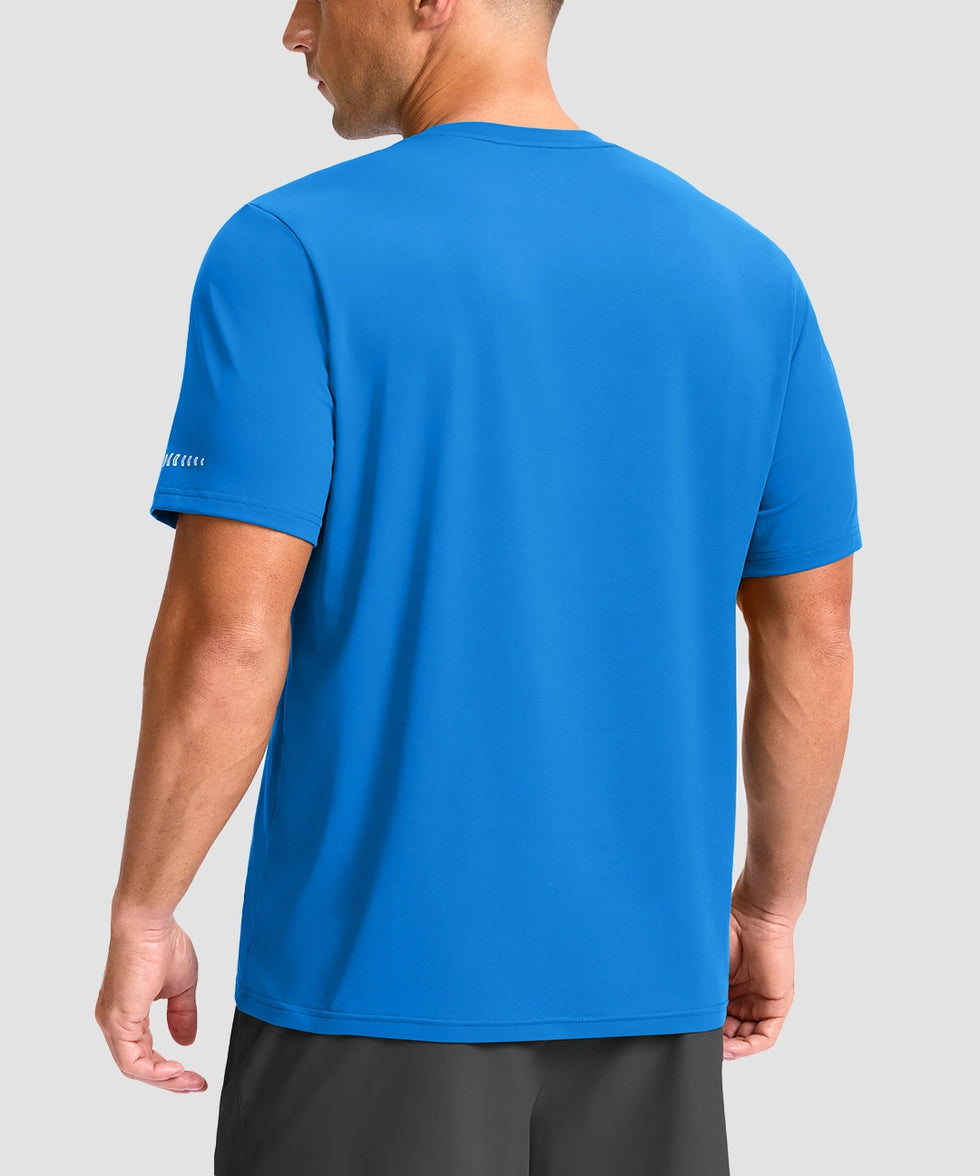 cooling upf 50+ performance t-shirt in dodger blue - back view
