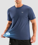 cooling upf 50+ performance t-shirt in dusty blue - front view