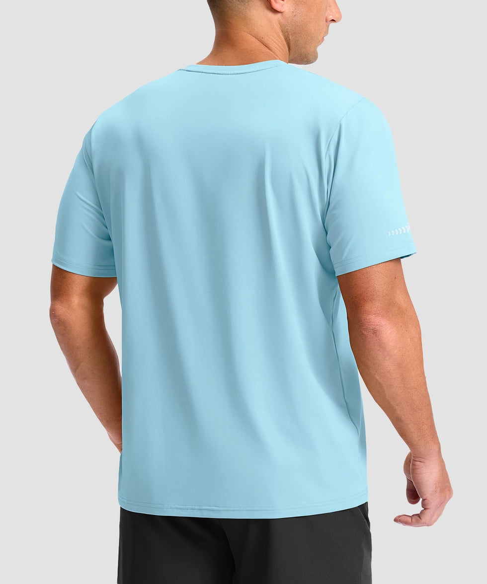 cooling upf 50+ performance t-shirt in mint blue - back view